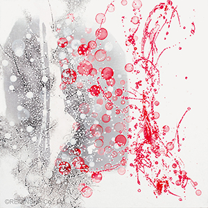 桜舞う故郷の道（文字「心」を重ねて。）